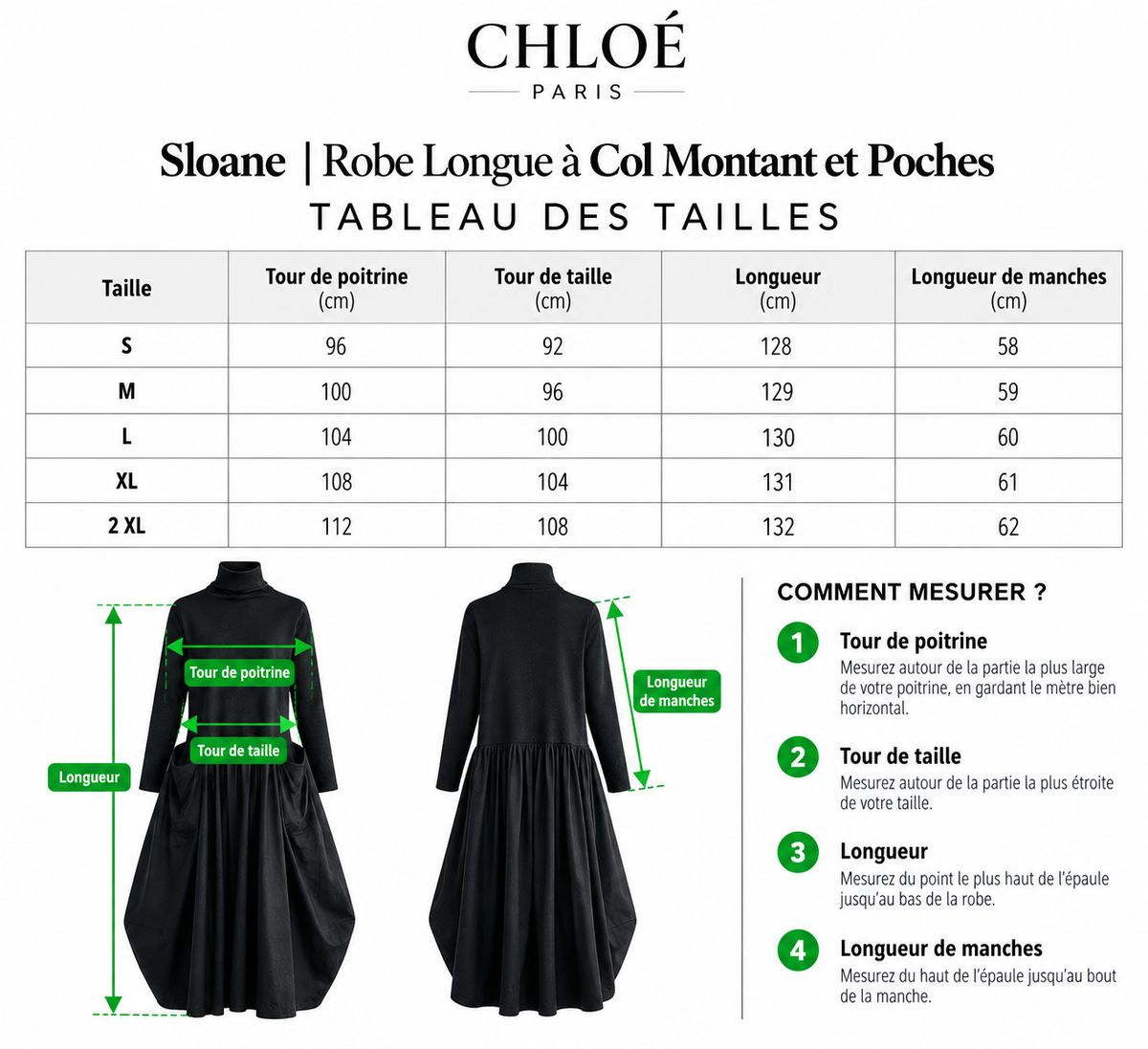 Tableau des tailles