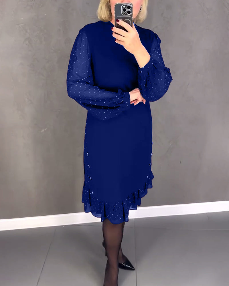 Gisèle™ | Élégante robe à pois à manches longues