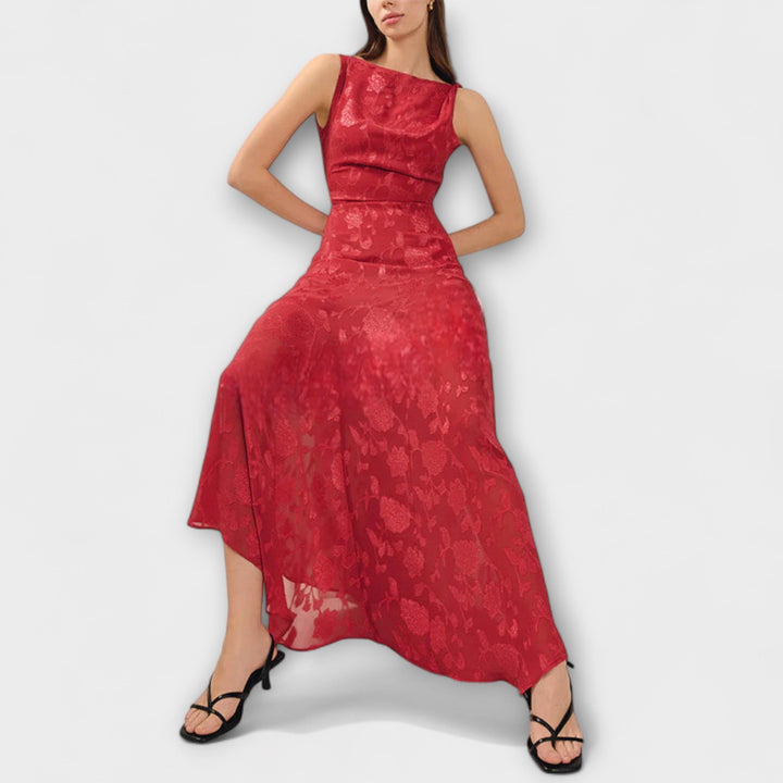 Opale - Élégante Robe Maxi Sans Manches avec Design en Dentelle