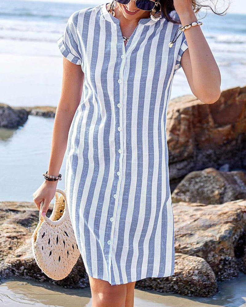 Marthe™ | Élégante Robe Chemise à Rayures