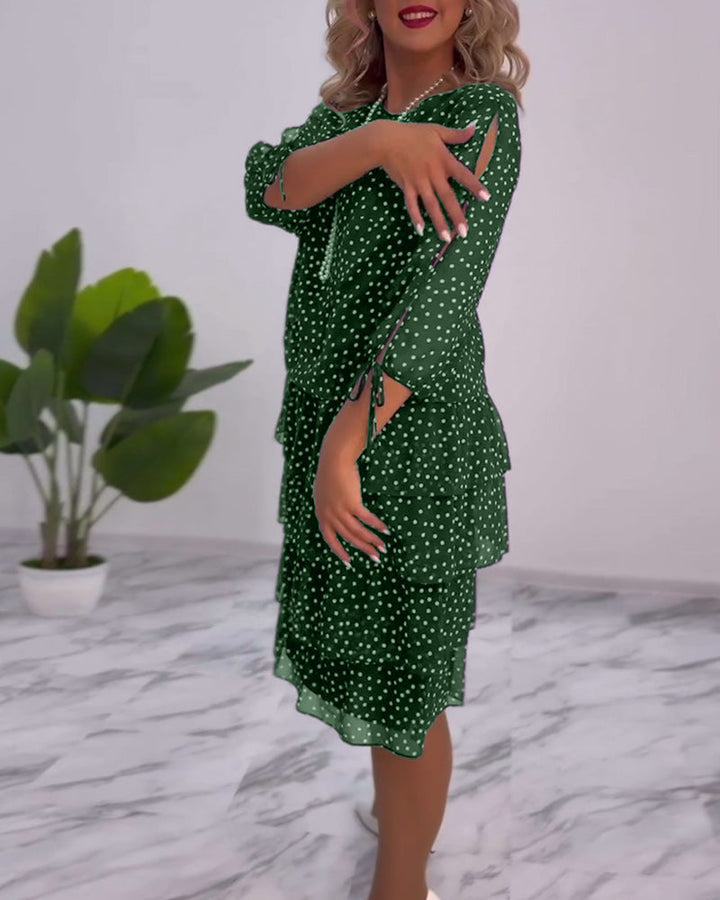 Vérène™ | Élégante Robe à Pois Superposée