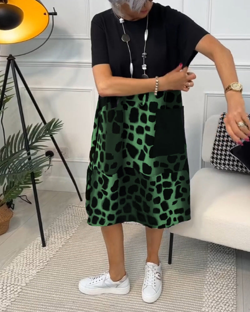 Naomi™ | Robe Décontractée à Imprimé avec Col Rond