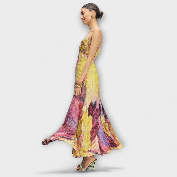 Kiara - Maxi robe avec imprimé Ikat multicolore