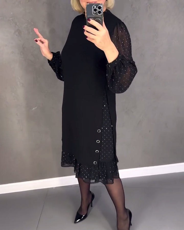 Gisèle™ | Élégante robe à pois à manches longues
