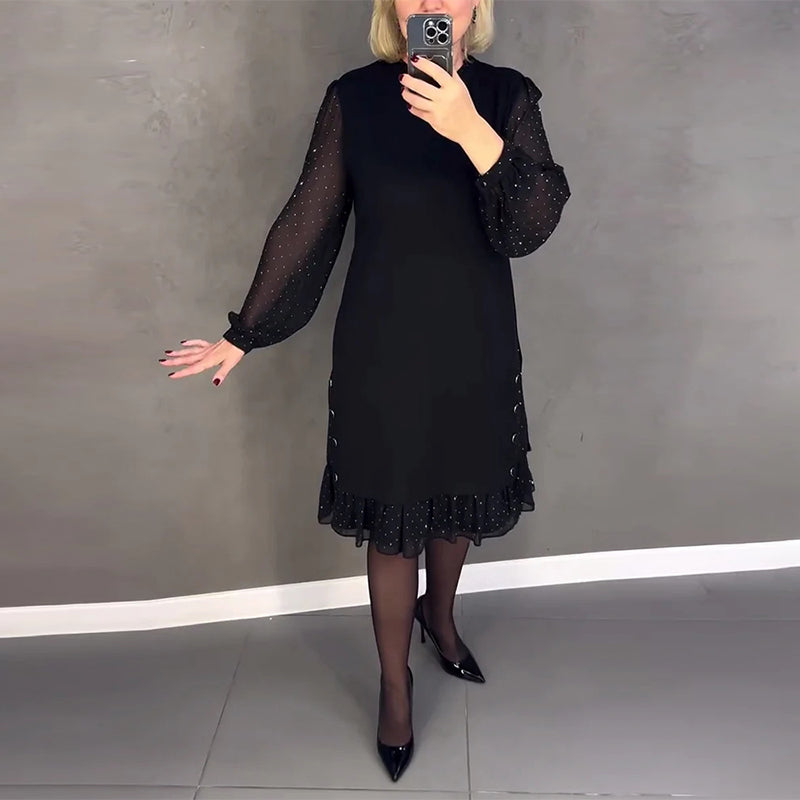 Gisèle™ | Élégante robe à pois à manches longues