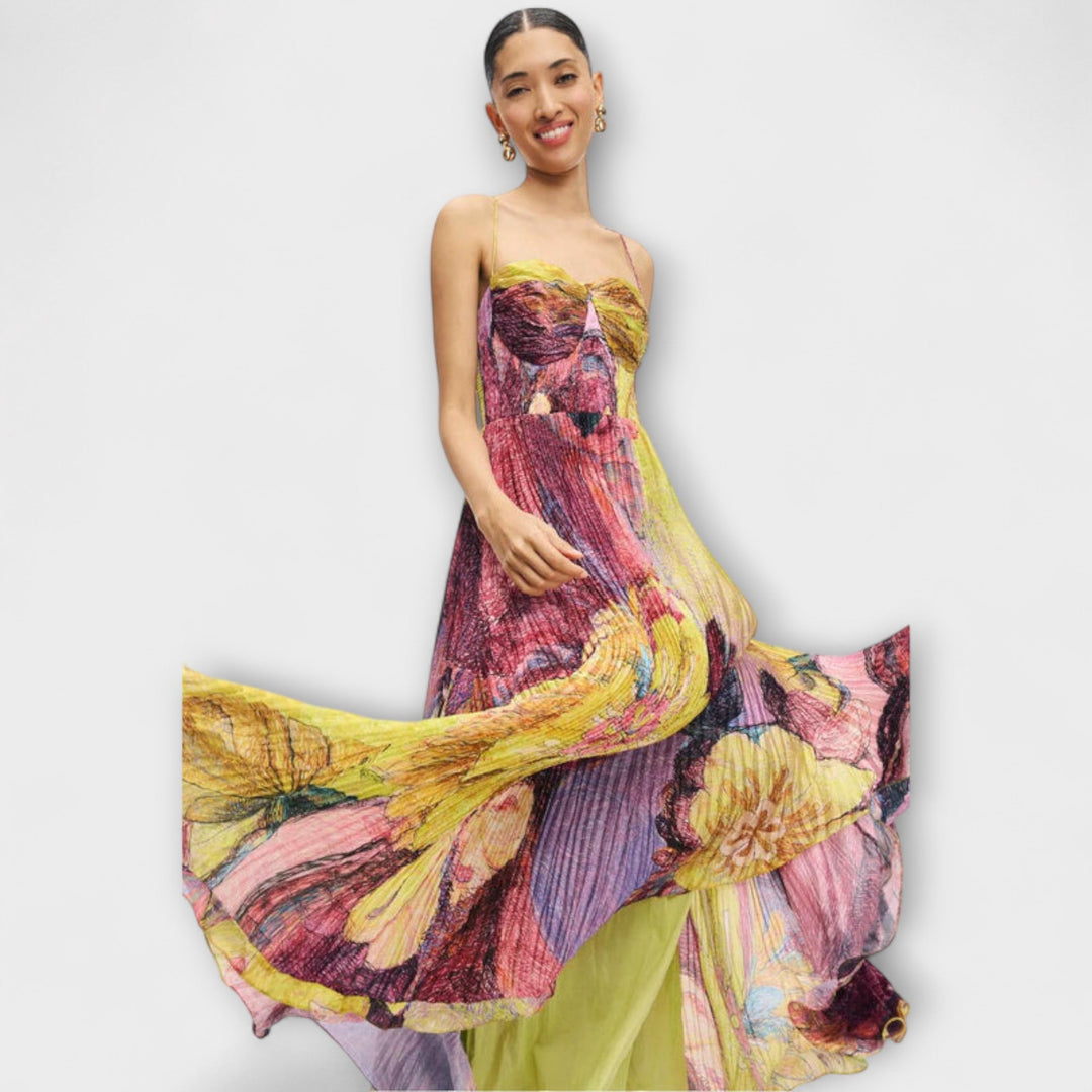 Kiara - Maxi robe avec imprimé Ikat multicolore