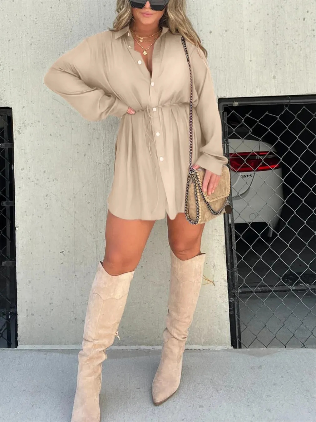 Flavie™ | Tendance Robe Courte en Satin