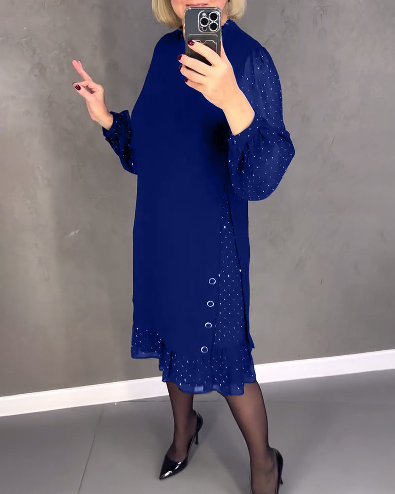 Gisèle™ | Élégante robe à pois à manches longues