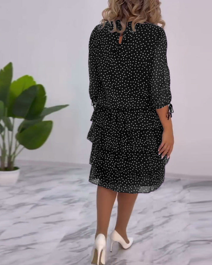 Vérène™ | Élégante Robe à Pois Superposée