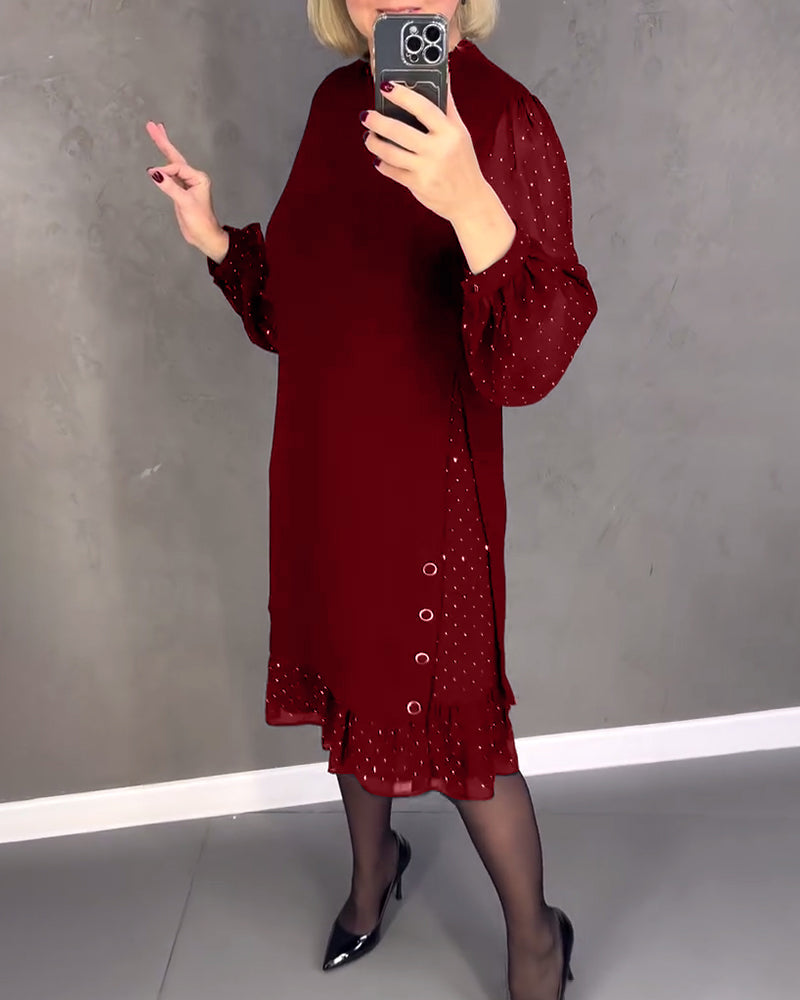 Gisèle™ | Élégante robe à pois à manches longues