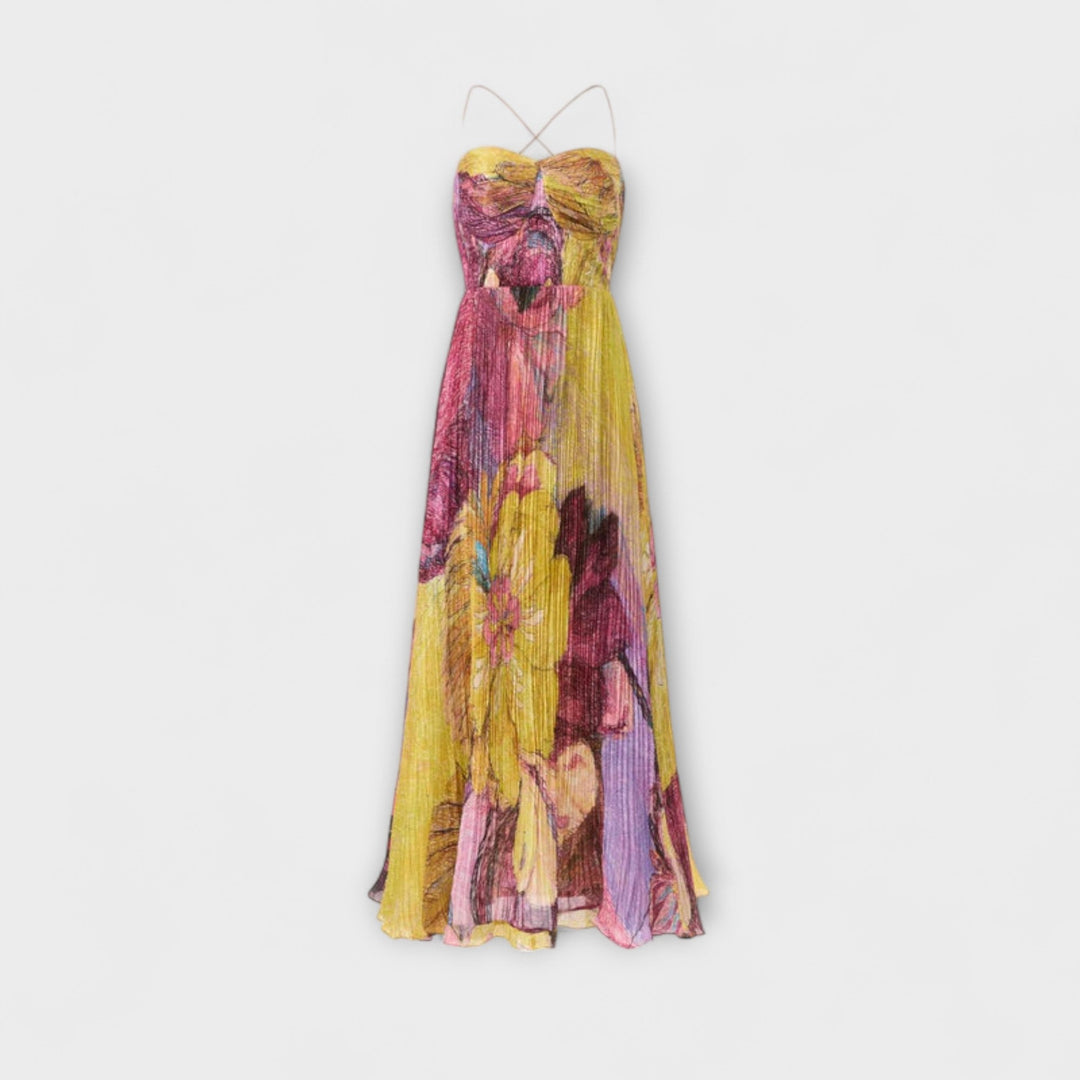Kiara - Maxi robe avec imprimé Ikat multicolore