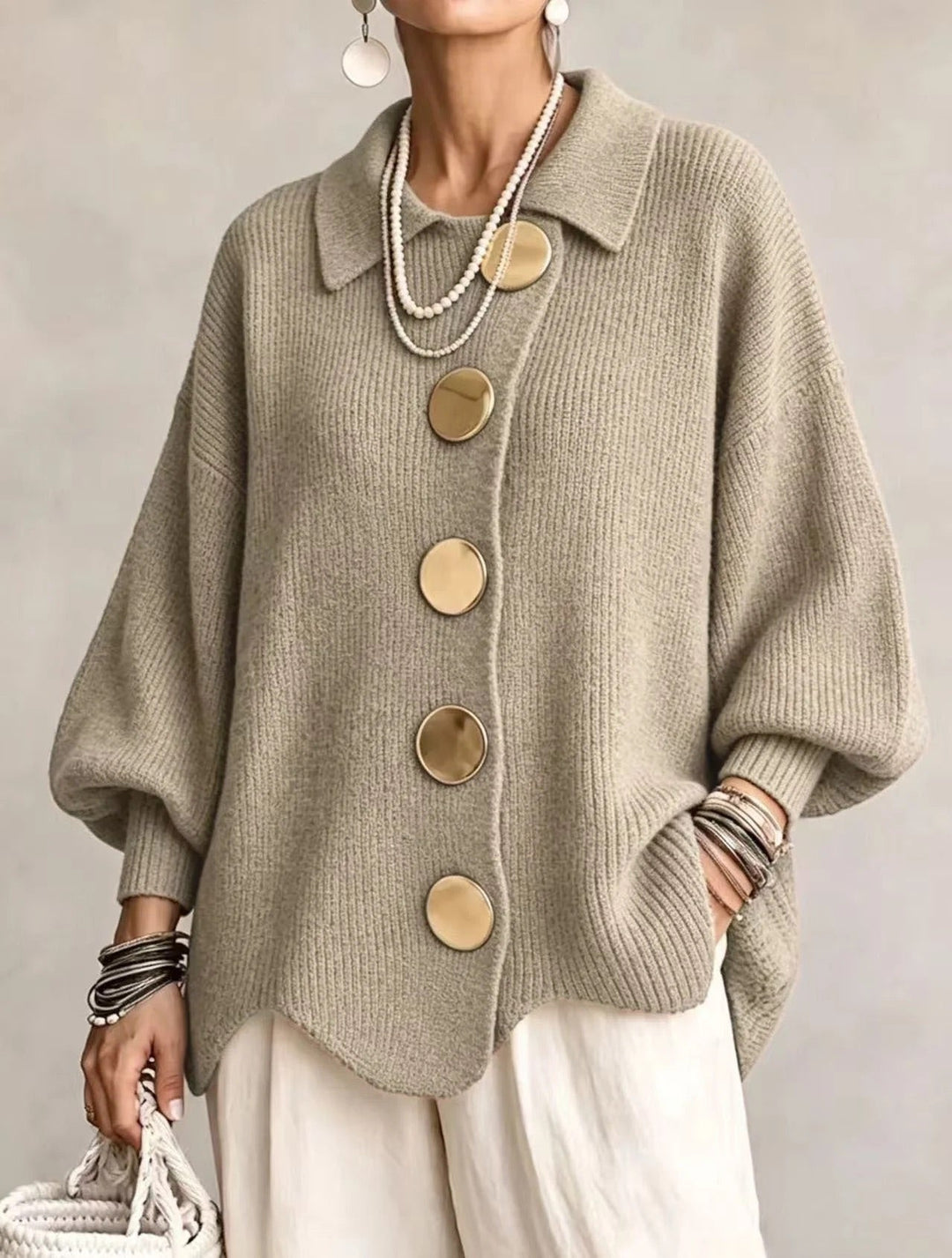Karina | Gilet Oversize à Col et Boutons
