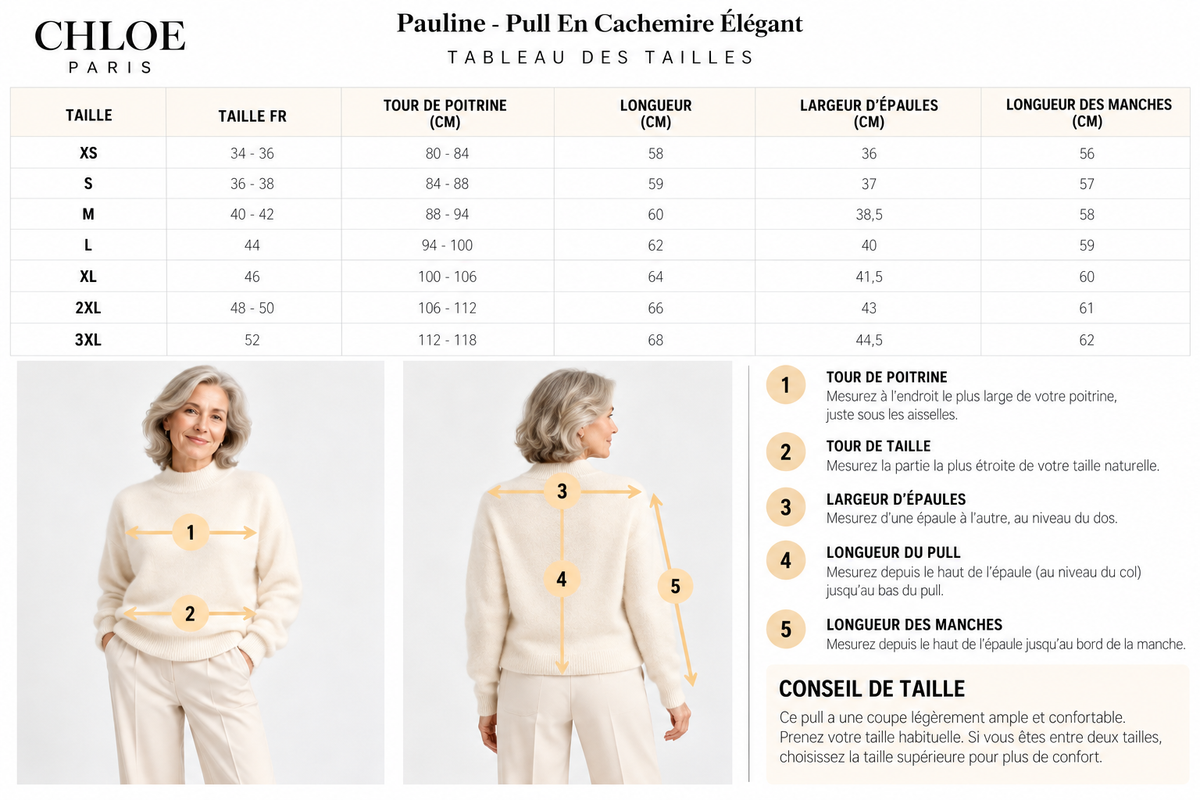 Tableau des tailles