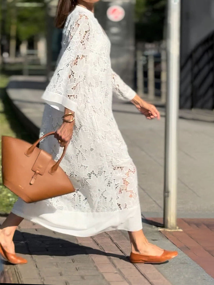 Véronique™ | Élégante Robe Midi avec Broderies