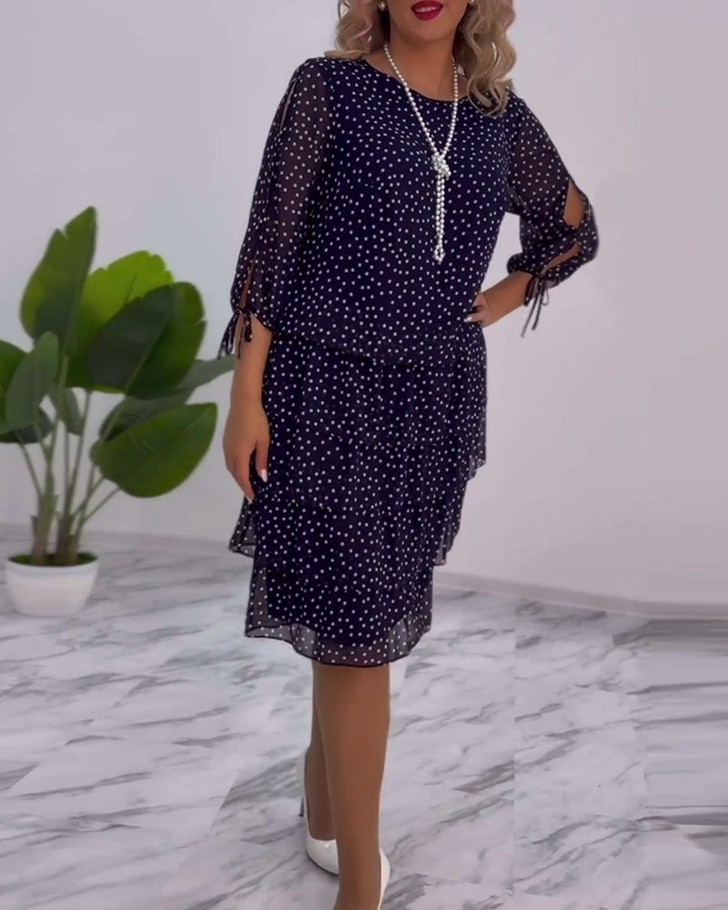 Vérène™ | Élégante Robe à Pois Superposée