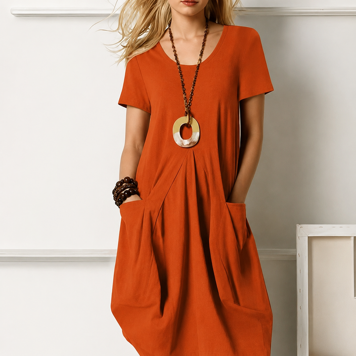 Robe Élégante En Coton Avec Cache-ventre