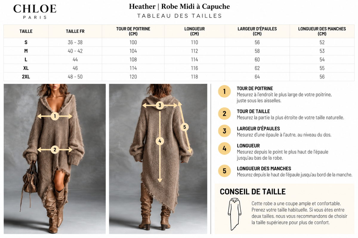 Tableau des tailles