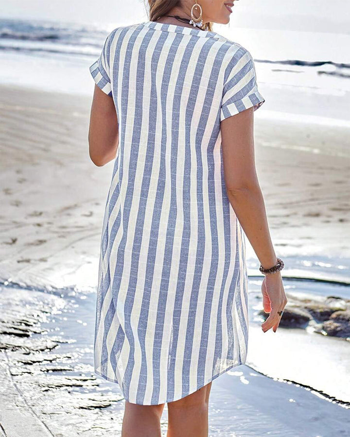 Marthe™ | Élégante Robe Chemise à Rayures