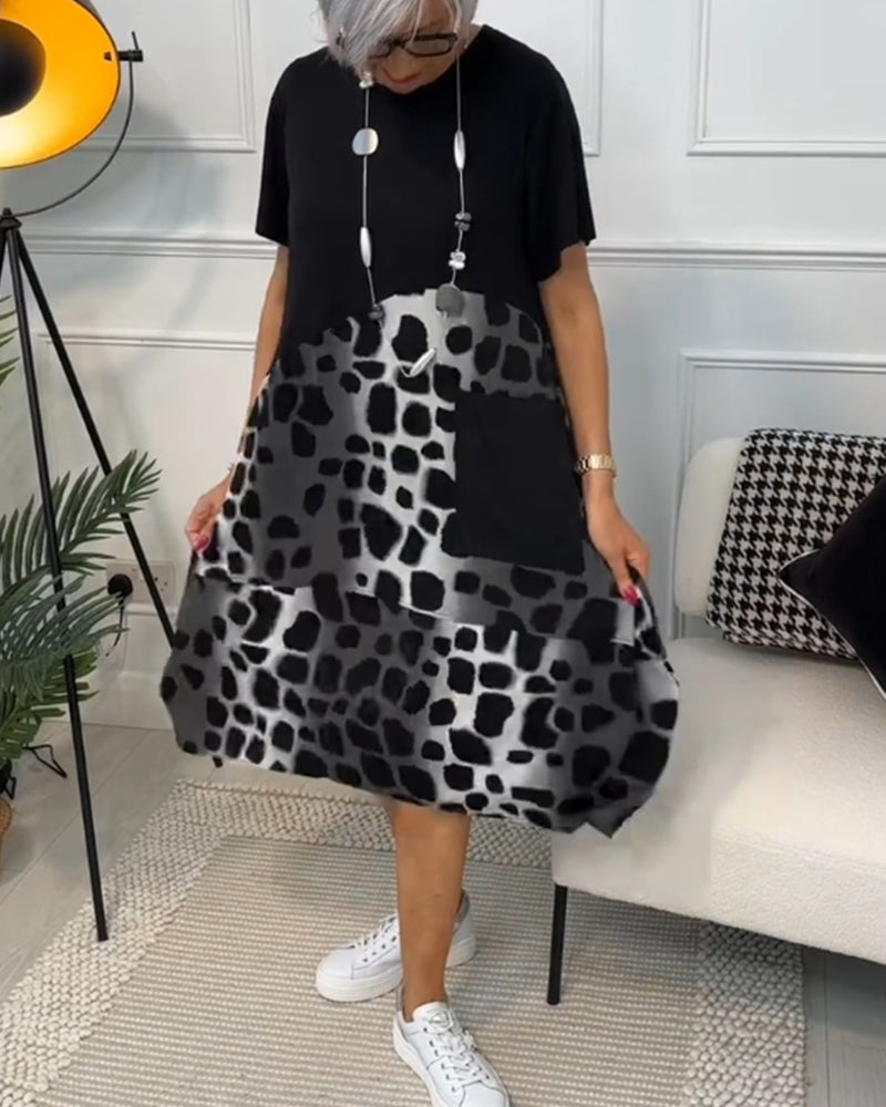 Naomi™ | Robe Décontractée à Imprimé avec Col Rond