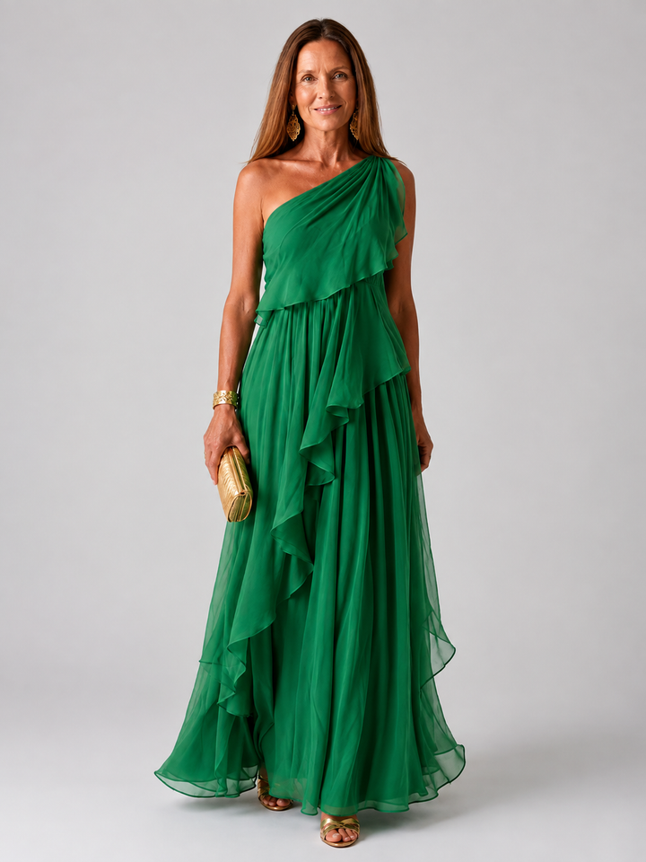 Talia | Robe longue à volants en cascade