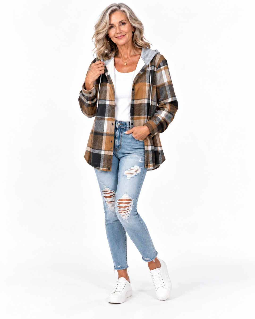 Cardigan En Maille Avec Capuche - Mélange de Coton