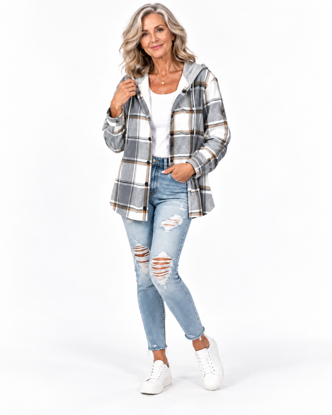 Cardigan En Maille Avec Capuche - Mélange de Coton