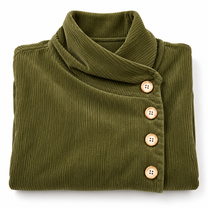 Capucine | Pull en velours côtelé à col montant