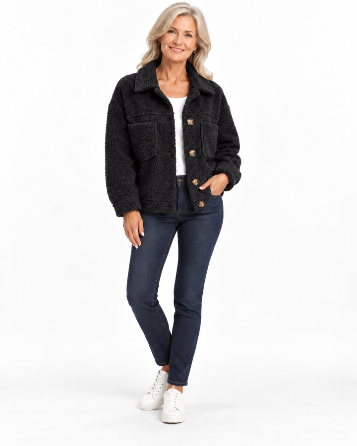 Ariane | Veste en fausse fourrure douce à boutons