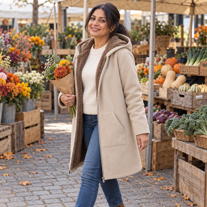 Evelyn | Manteau Douillet à Capuche Doublé en Sherpa