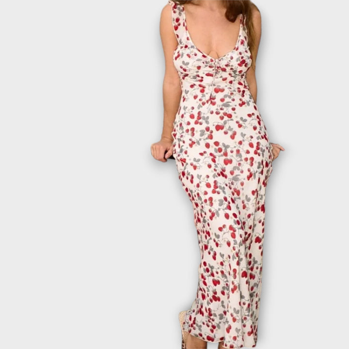 Robe maxi à motifs floraux cryptographiques