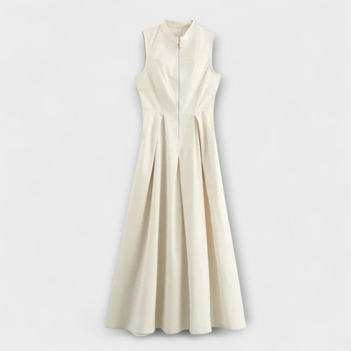 Robe courte sans manches avec plis et coupe ajustée midi