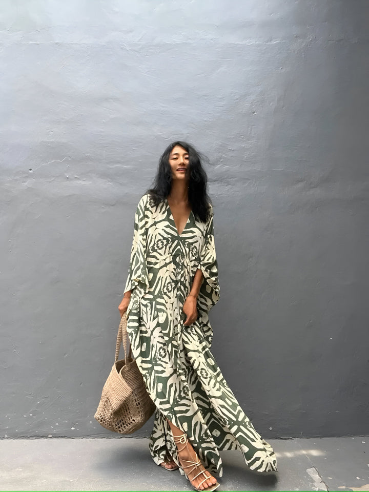 Nayla™ | Kaftan en coton avec col en V
