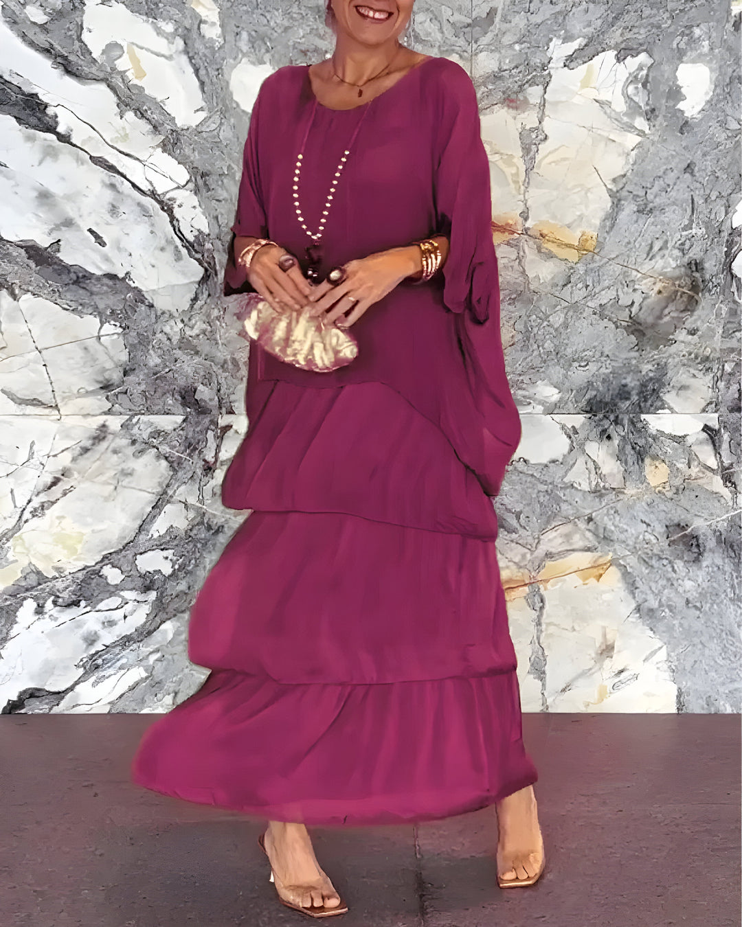 Monique™ | Robe en Chiffon avec Jupe en Tulle