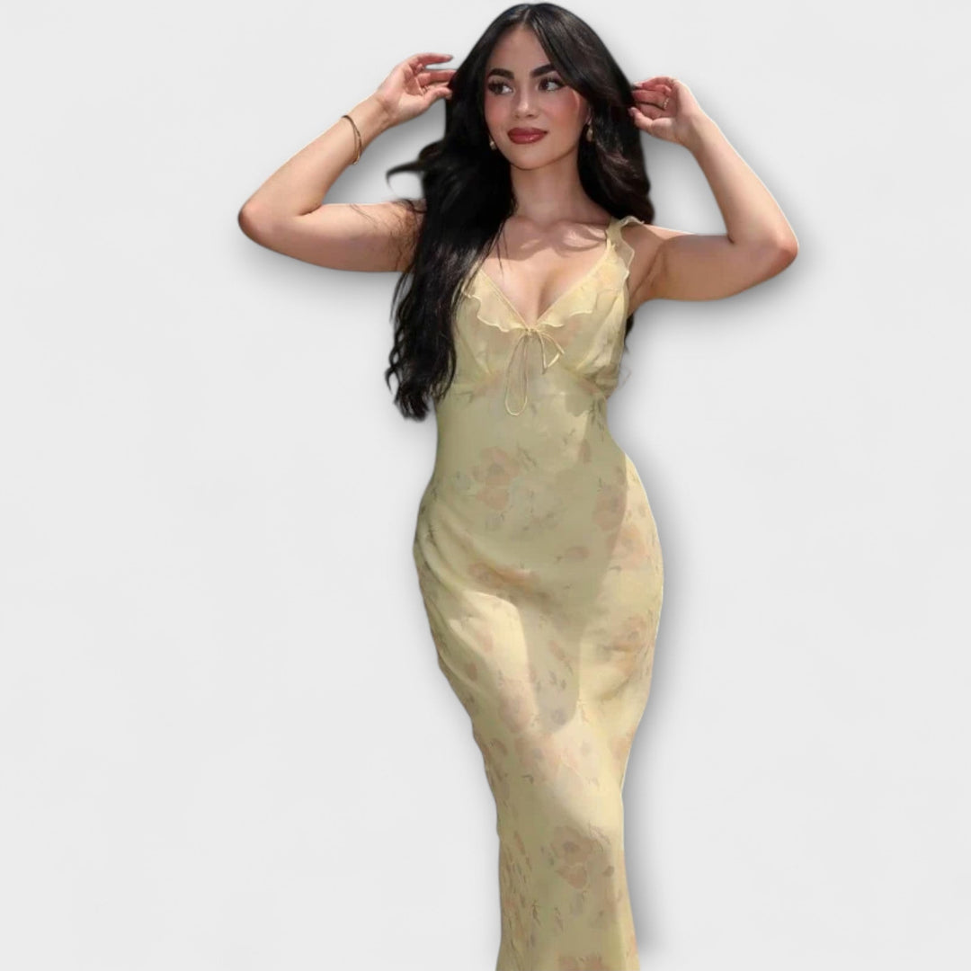 Robe maxi à motifs floraux cryptographiques