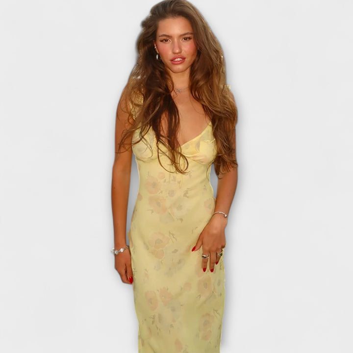 Robe maxi à motifs floraux cryptographiques