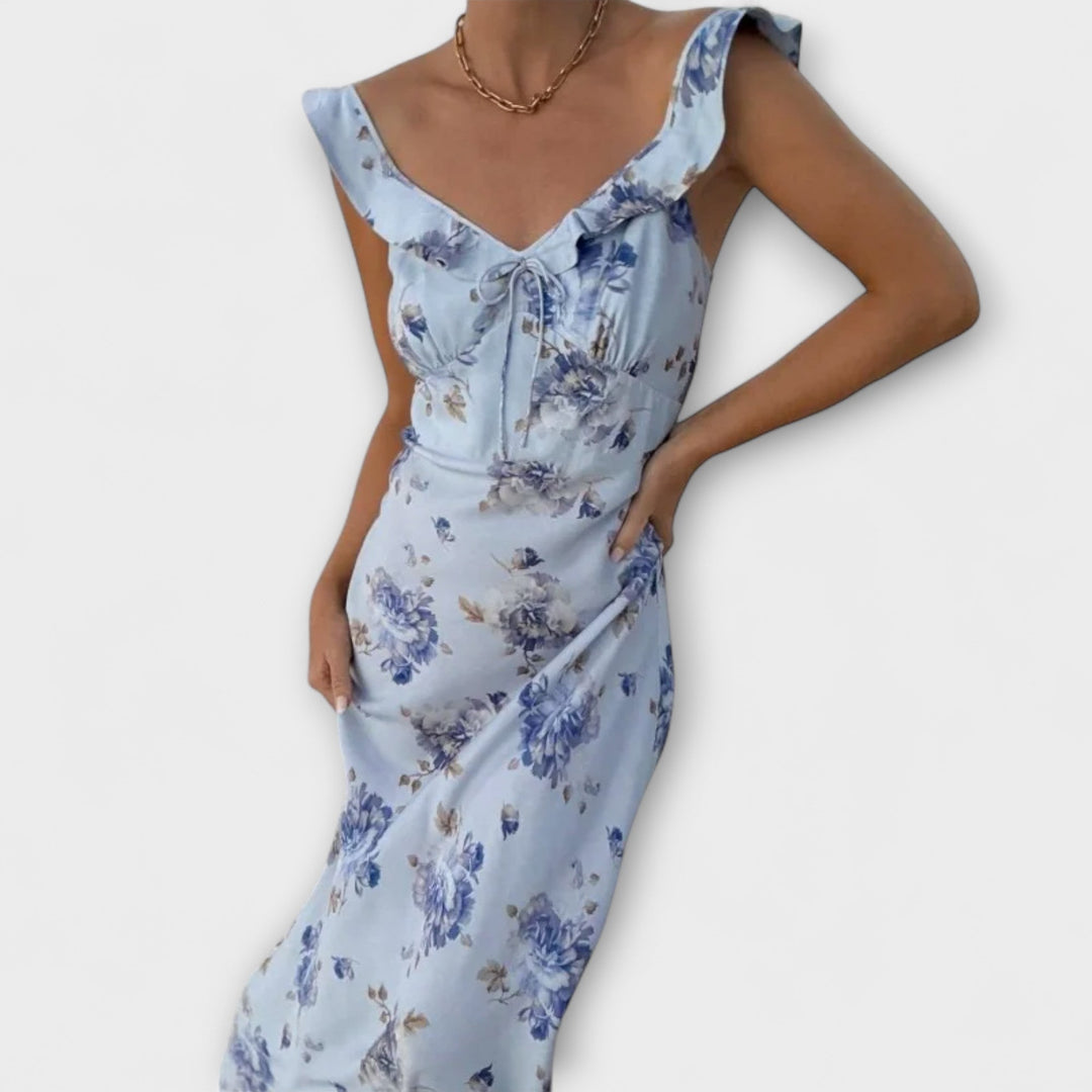 Robe maxi à motifs floraux cryptographiques