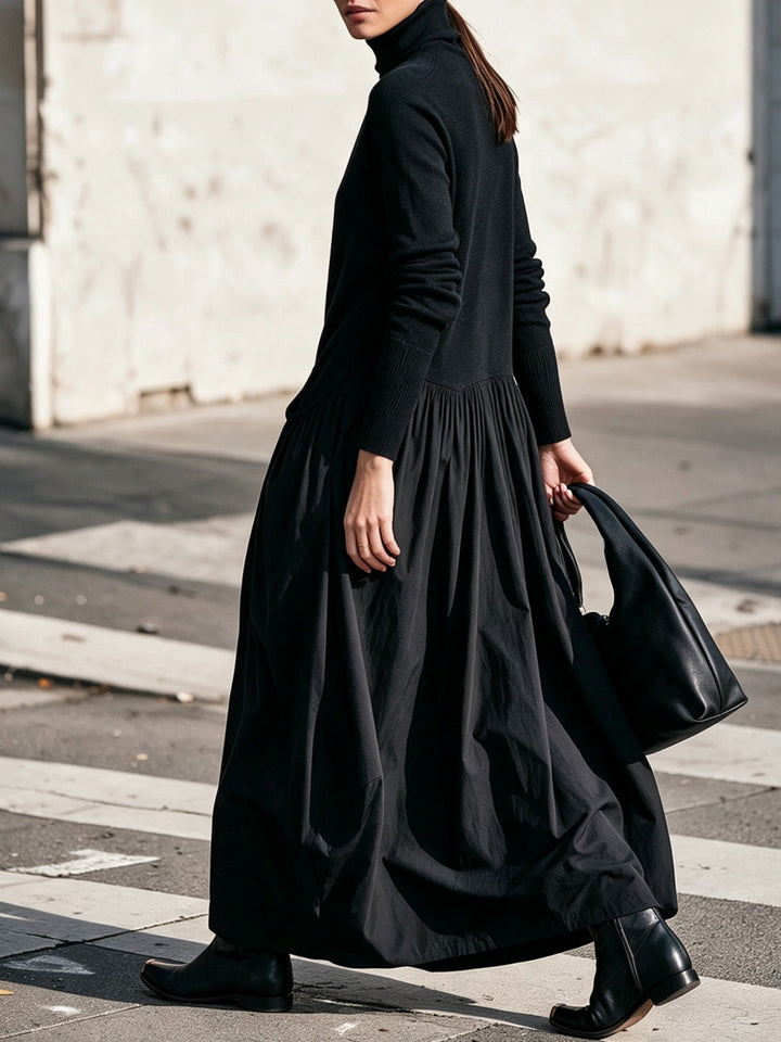 Sloane | Robe Longue à Col Montant et Poches