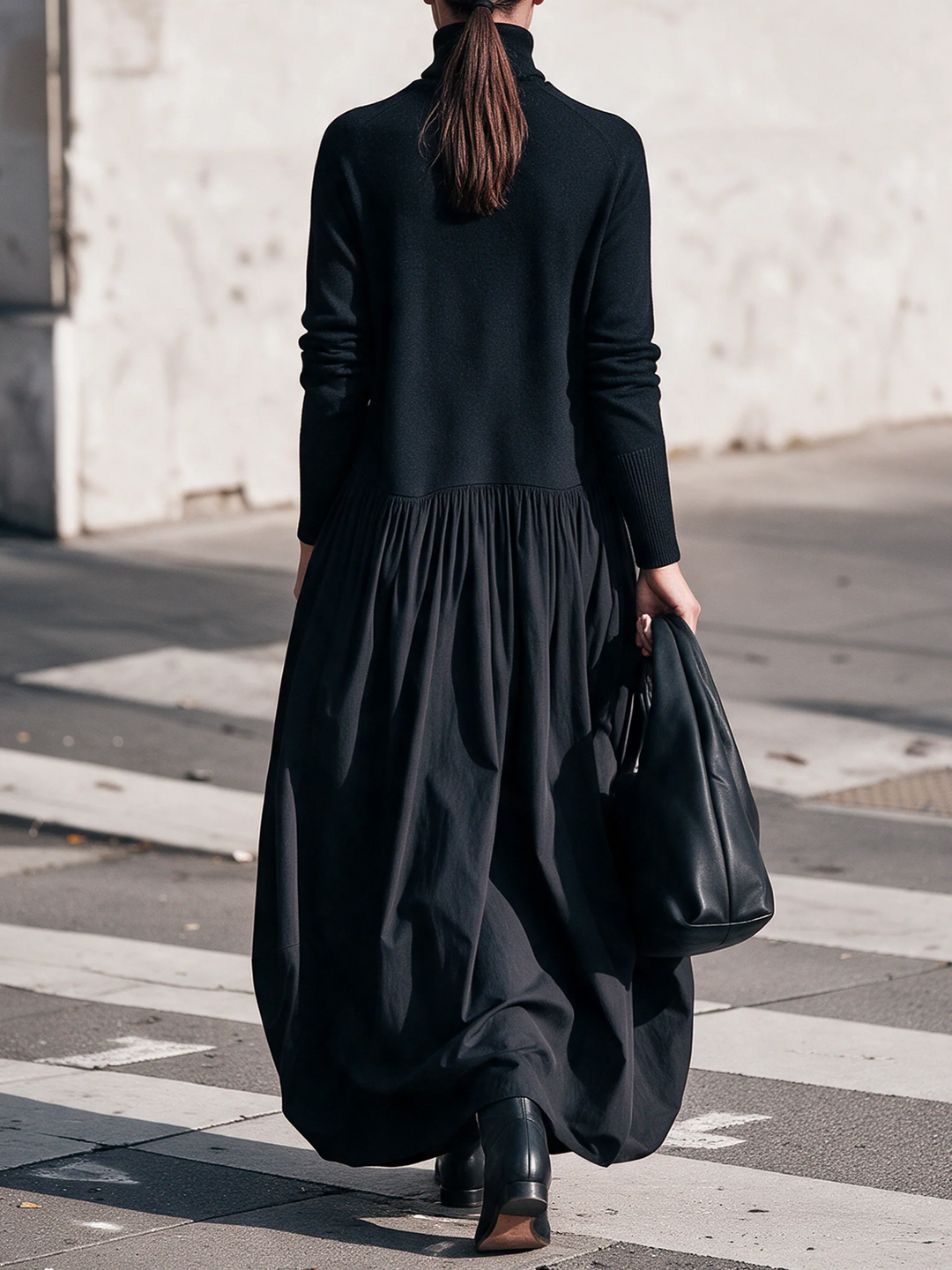 Sloane | Robe Longue à Col Montant et Poches