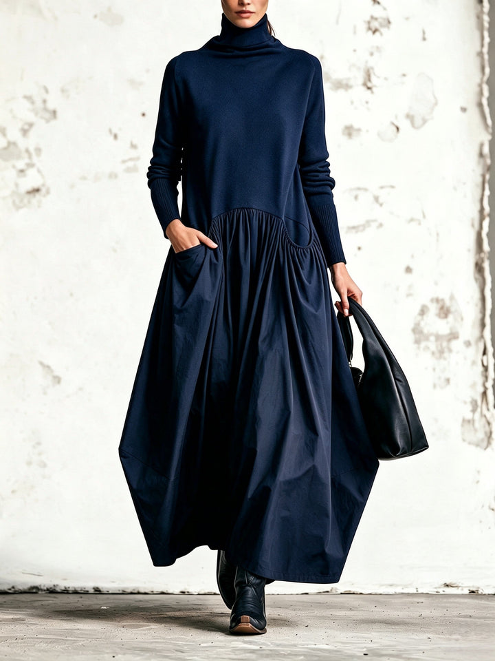 Sloane | Robe Longue à Col Montant et Poches