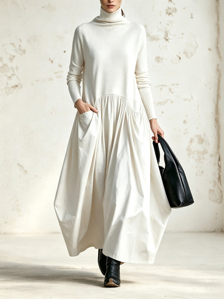 Sloane | Robe Longue à Col Montant et Poches