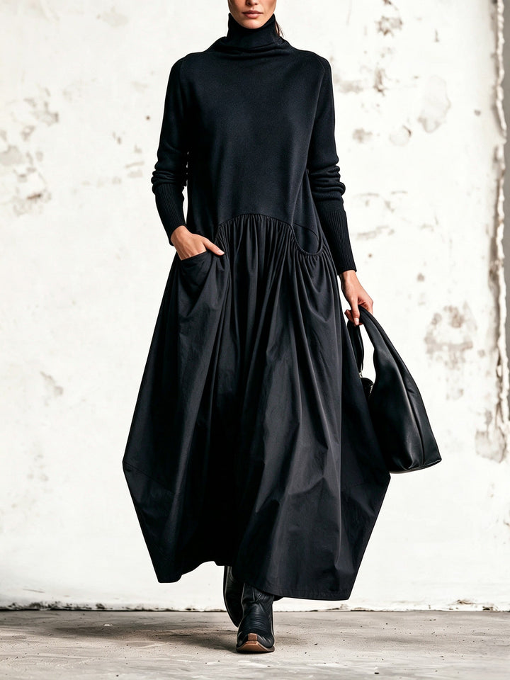 Sloane | Robe Longue à Col Montant et Poches