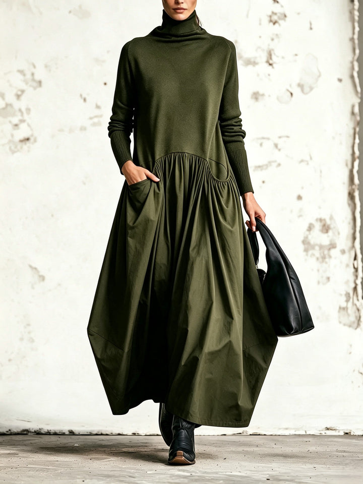 Sloane | Robe Longue à Col Montant et Poches
