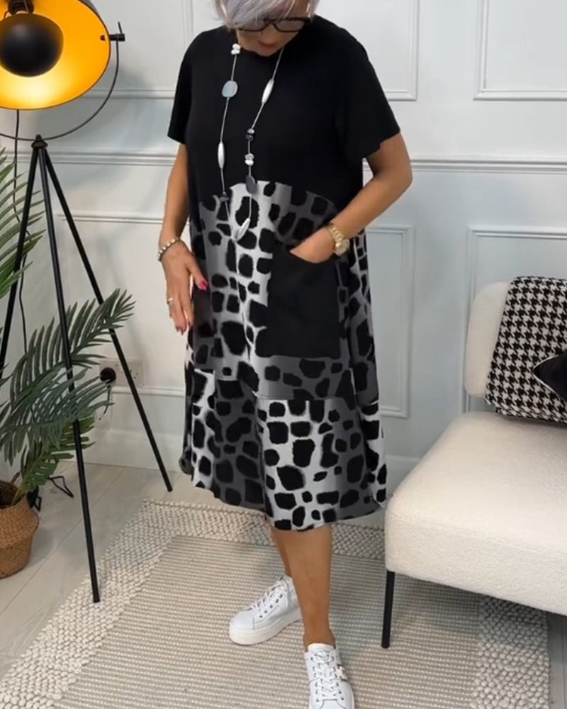 Naomi™ | Robe Décontractée à Imprimé avec Col Rond