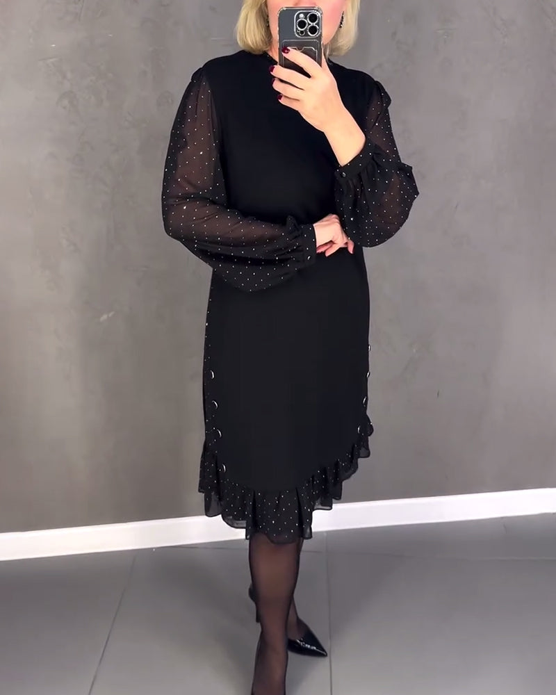 Gisèle™ | Élégante robe à pois à manches longues