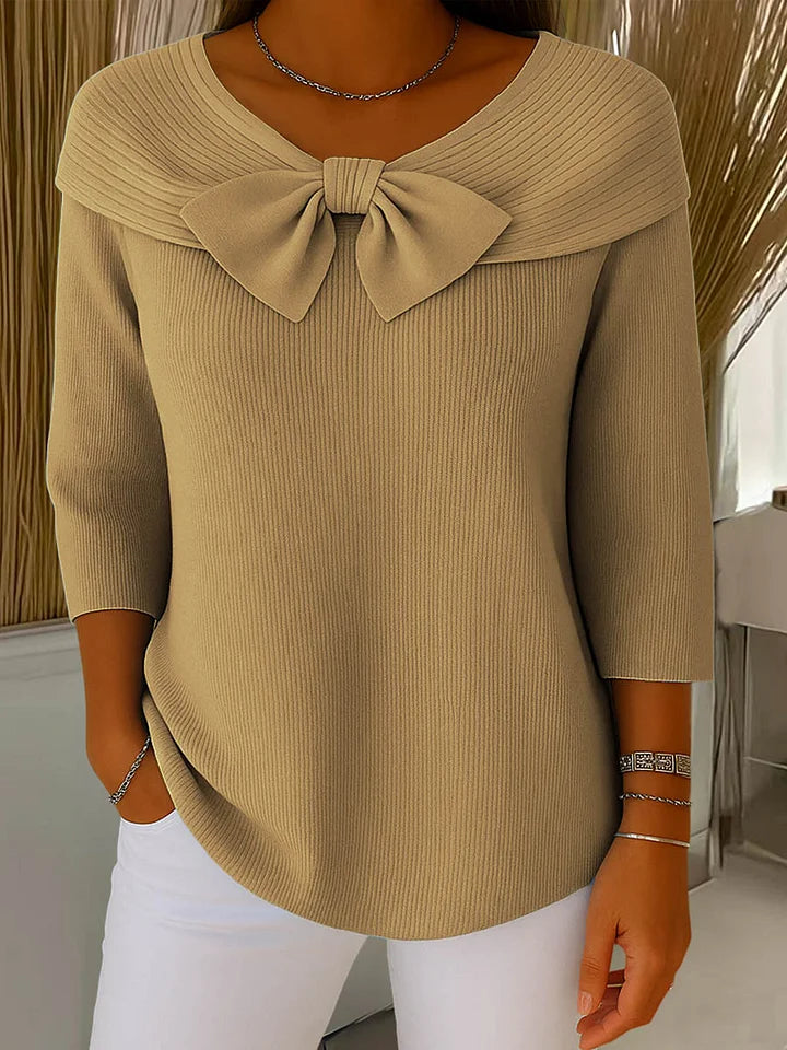 Alina™ | Haut Tricoté Élégant avec Détail Nœud