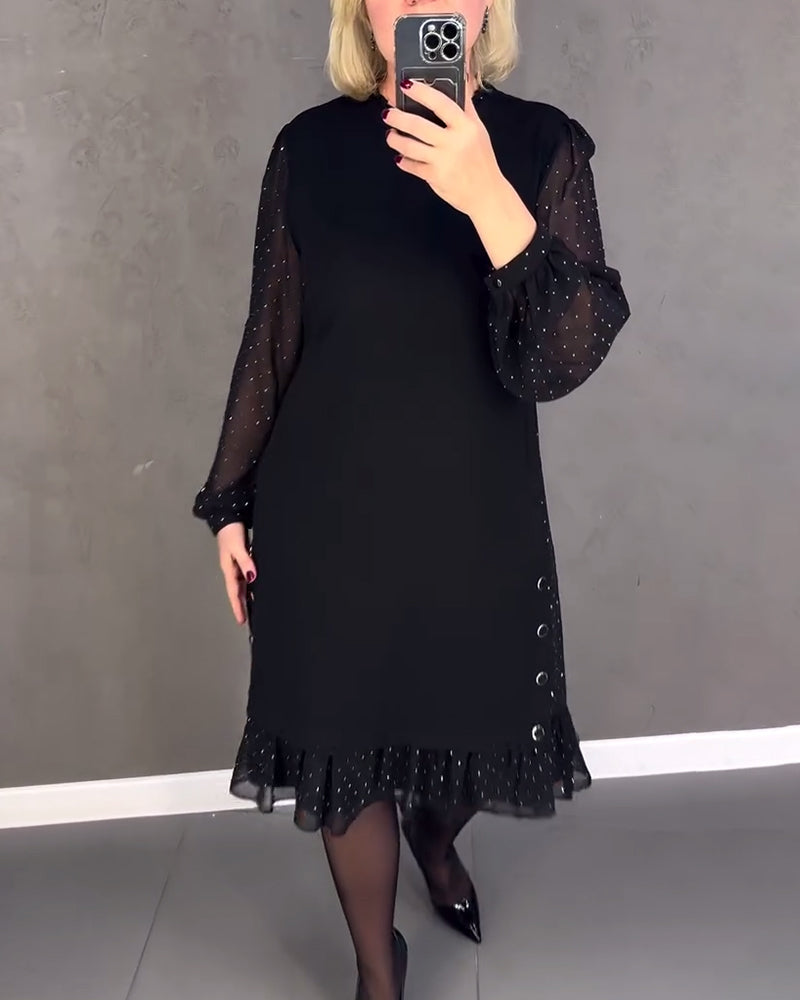 Gisèle™ | Élégante robe à pois à manches longues