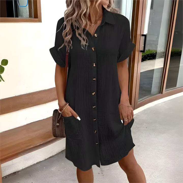 Carline™ | Robe d'Été en Coton avec Col Élégant