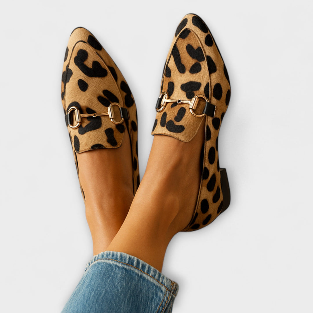 Noelia™ | Mocassins à Détails Métalliques et Imprimé Animal