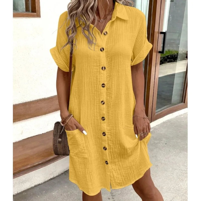 Carline™ | Robe d'Été en Coton avec Col Élégant