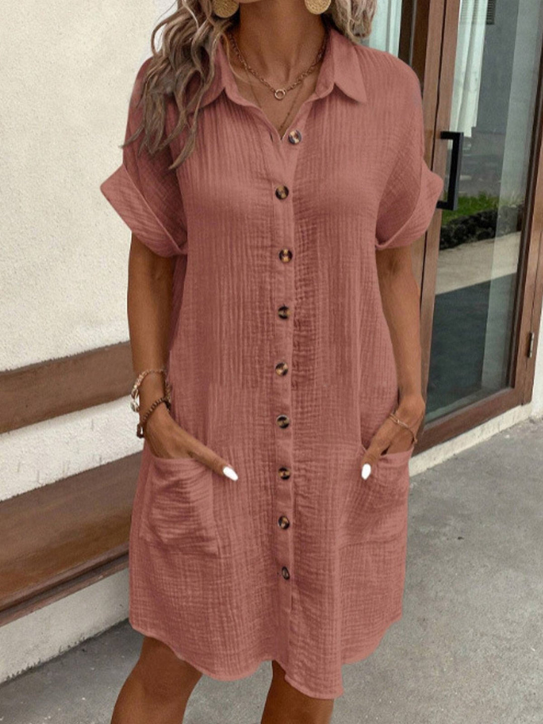 Carline™ | Robe d'Été en Coton avec Col Élégant